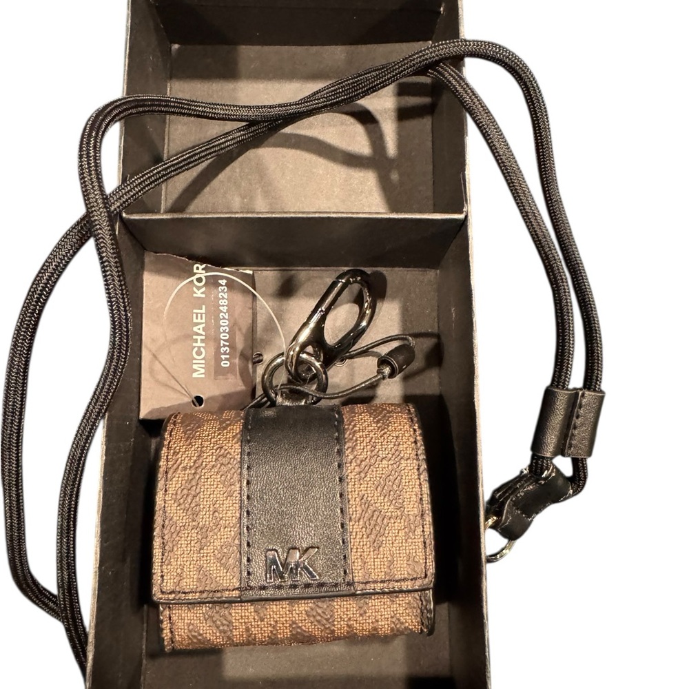 Michael Kors Brown Monogram Air Pod Pouch